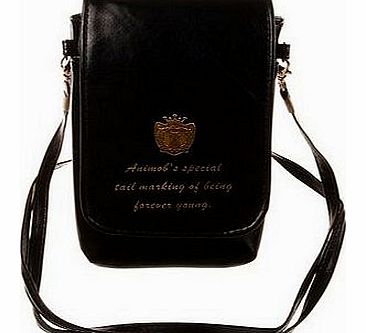 KISS GOLD Cat Print Soft PU Leather Cellphone Pouch Purse Mini Shoulder Bag (Black)