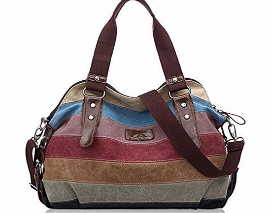 KISS GOLD Fashion Multi-Color Canvas Tote Hobo Shopper Handbag Shoulder Bag(Multi-Color)