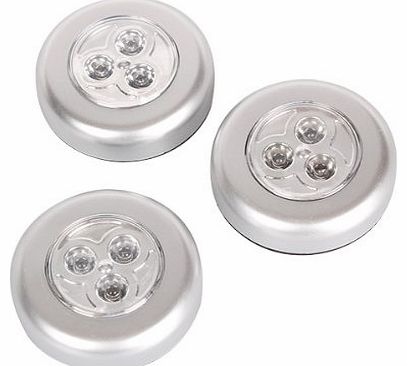 Generic Wireless 3 LED Under Cabinet Dresser Touch Light Lamp Car Lighting Round Pack Of 3