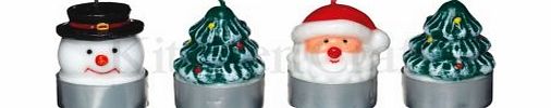 Kitchen Craft Santa And Friends Christmas Tealights, Pack of 4