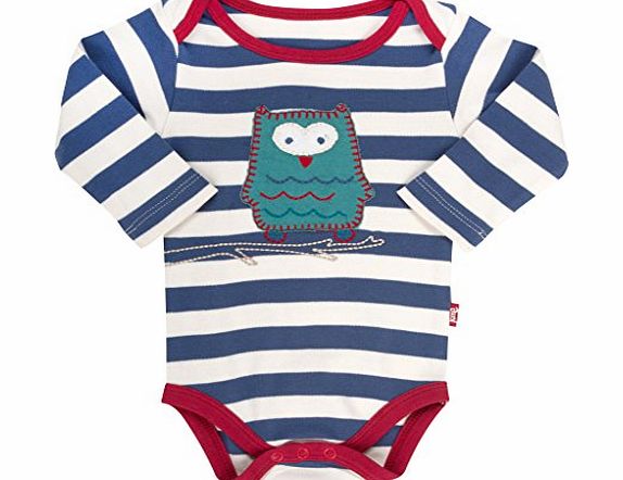 Kite Baby Boys Stripy Owl Long Sleeve Sleepsuit, Blue (Navy), 0-3 Months