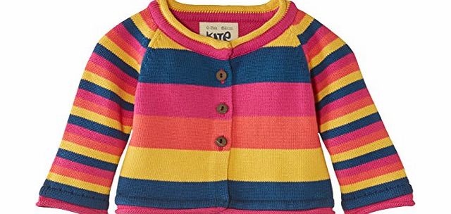 Kite Baby-Girls Flower Striped Button Front Cardigan, Multicoloured, 3-6 Months