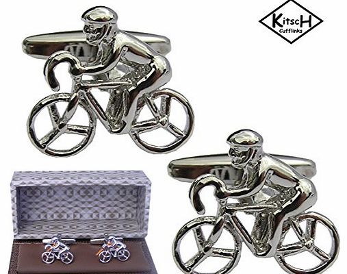 Kitsch Cufflinks Cycling Cufflinks - Bicycle/Cycle -presented in a magnetic cufflink gift box