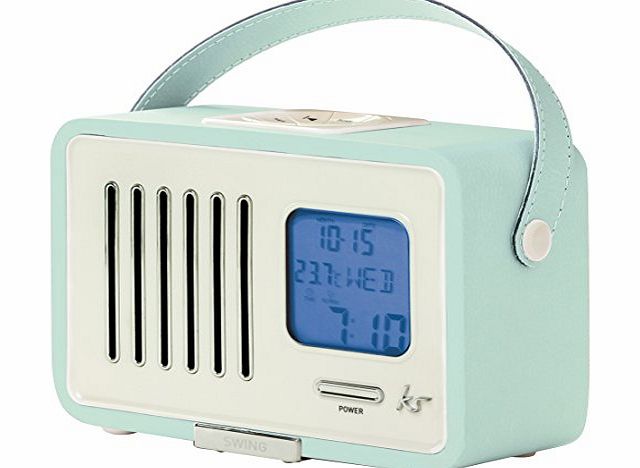 Kitsound  Swing Portable FM Radio with Alarm Clock - Blue