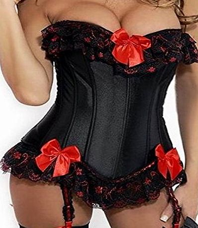 Kiwi-Rata Womens Jacquard Overbust Corset Top With Suspenders