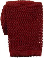 KJ Beckett Deep Red Silk Knitted Tie by