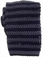 KJ Beckett Thin Striped Blue/Mauve Silk Knitted Tie by