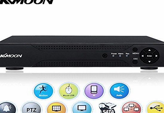 KKmoon 4CH Channel 1080N/720P AHD DVR NVR HDMI P2P Cloud Network Onvif Digital Video Recorder Motion Detection, Email Alert, QR Code Scan Quick Remote PTZ for 2000TVL CCTV Security Camera Surveillance