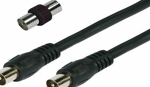 KNIGHTSBRIDGE AV-SERIES 2 metre Coaxial TV Aerial Cable Male to Male   Coupler