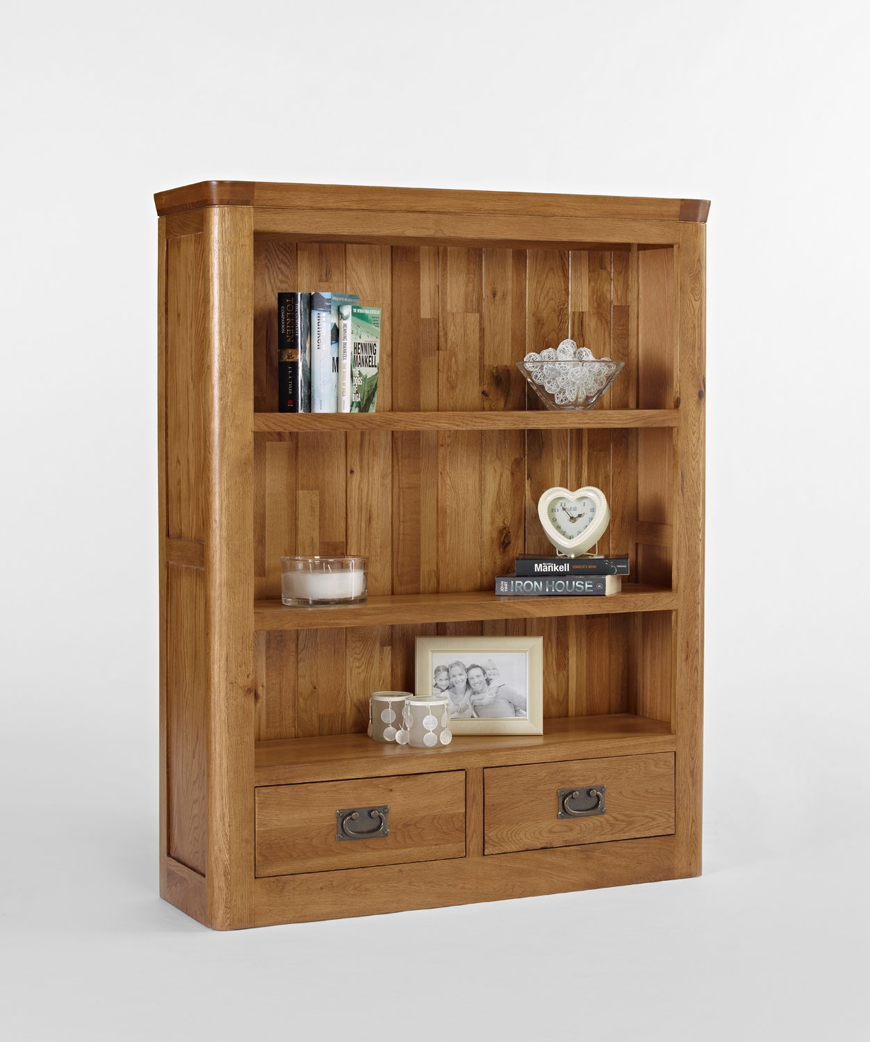 Oak Small Bookcase with Drawers