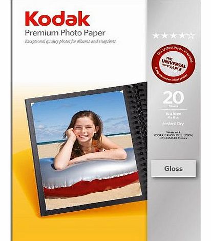 Premium Inkjet Photo Paper, 10x15,(6`` x 4``) 20 sheets