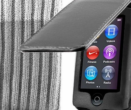 Kolay iPod Nano 8G Case - Black Leather Flip Case Cover For Apple iPod Nano 8th Gen Generation