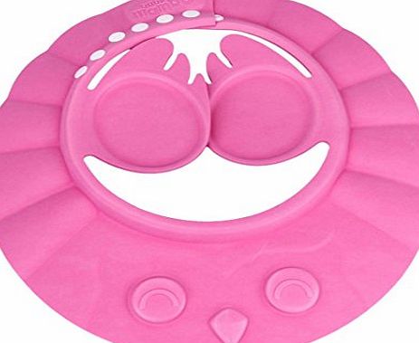 Koly Adjustable Baby Kids Shampoo Bath Bathing Shower Cap Hat Wash Hair Shield (Pink)