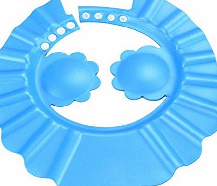 Koly Shampoo Shower Bathing Protect Adjust Soft Cap Hat For Baby (Blue)