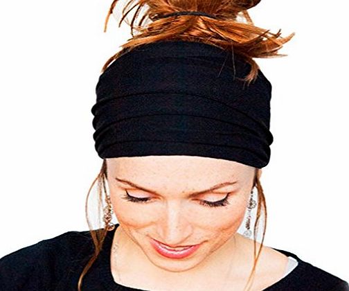 Koly Womens Sports Running Headbands Hair Accessories Headwrap for Crossfit Yoga Pilates Gym Nonslip Headband (Black)