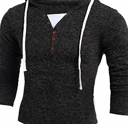 Koly_Men Sweater Anglewolf Mens Autumn Winter Fashion Hooded Knits Tops Coat (L, Dark Gray)