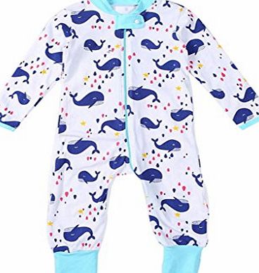 Kolylong Newborn Infant Baby Boys Girls lovely cartoon whale Print Romper Clothes (6M)