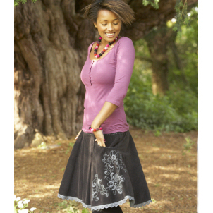Komodo Embroidered A-line Organic Cotton Corduroy Skirt