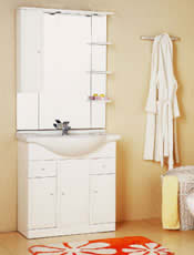 Kompakt 850mm White Vanity Unit with Mirror and Lights