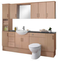 Milan Toilet and Basin Complete Oak Fitted Furniture Unit