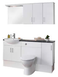 Milan Toilet and Basin Extended White Fitted Furniture Unit