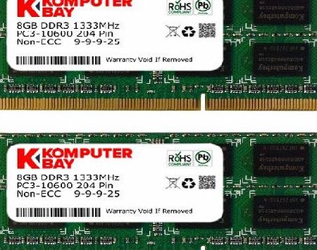 Komputerbay 16GB (2x 8GB) DDR3 PC3-10600 10666 1333MHz SODIMM 204-Pin Laptop Memory 9-9-9-24