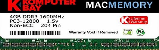 Komputerbay MACMEMORY 4GB DDR3 PC3-12800 1600MHz SODIMM 204-Pin Laptop Memory for Apple Mac