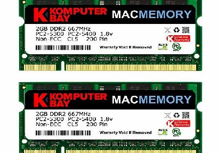 Komputerbay MACMEMORY Apple 4GB Kit (2x 2GB) PC2-5300 667MHz DDR2 SODIMM for iMac and Macbook Memory