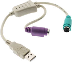 Konig Computing - USB A (Male) to PS/2 Female x2 Adapter - Ref. CMP-USBADAP2