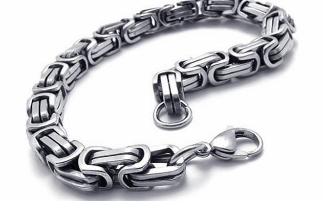 KONOV  Jewellery Mens Classic Stainless Steel Box Bracelet, Colour Silver, Length 9 inch (with Gift Bag)