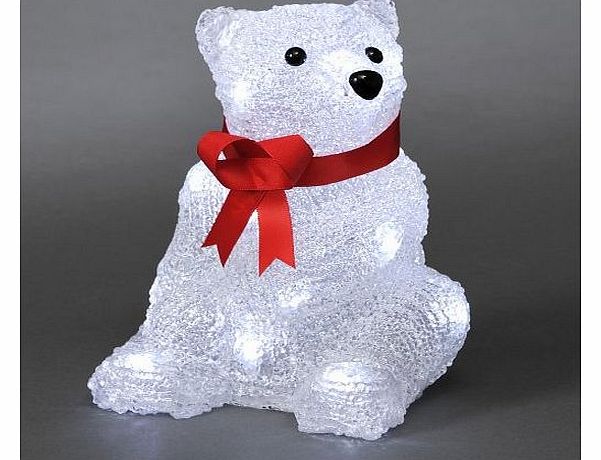 Battery LED Acrylic Sitting Polar Bear - 16 LEDs - 18cm high - 3D Christmas Decoration - 6159-203