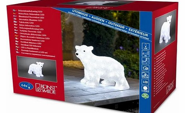 Konstsmide Medium Standing Polar Bear with 64 LEDs, Ice White