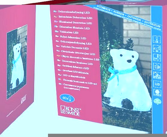 Konstsmide Polar Bear with a Blue Ribbon with 40 LEDs, Ice White
