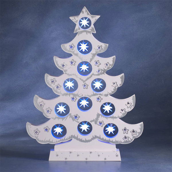 White Tree with white/blue LED stars