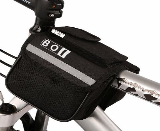 koolehaoda Bicycle Cycling Top Tube Saddle Bag Bike Frame Pannier Bag Rack Double Side with Mobile Phone Pouch (Black)