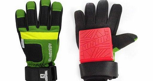 Slide Gloves Longboard Gloves Green / Yellow / Black - Skateboard Gloves - Slidegloves Slider Glove Set with Reflector Security System, grsse:M