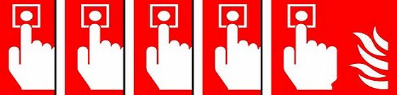 KPCM Display ISO Safety label Sign International Fire alarm call point Symbol - Self adhesive sticker 100mm x 100mm (PACK OF 5 STICKERS)