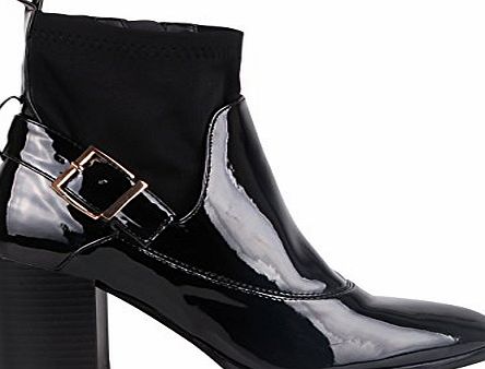 KRISP High Fashion Patent Ankle Boots (UK 7,Black)