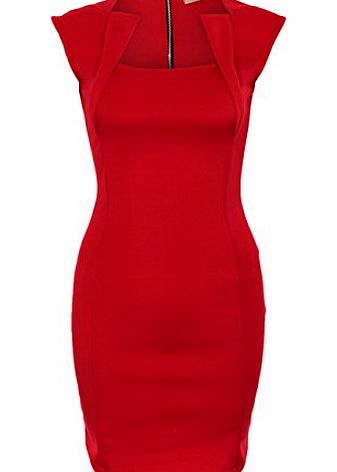 Krisp  Womens Panelled Bodycon Dress Shift Pencil Wiggle Formal Work Business Office Party Size 08 10 12 14 16 (16, -Red)