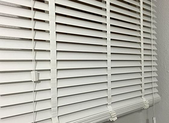 kskeskin GENUINE WOOD Venetian Blind Length 170 cm Wide 80 cm with 50 mm wide Slat, color white