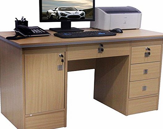 KSM Brand Computer Desk in Black, Beech White amp; Walnut With 3 Locks For Home Office (Walnut 617/113)