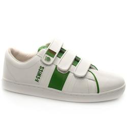 Male Fontes Tt Strap Leather Upper Fashion Trainers in White and Green