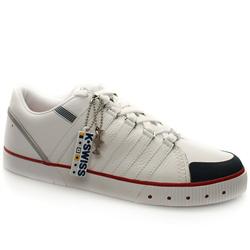 Male Gowmet Leather Upper Fashion Trainers in White and Navy