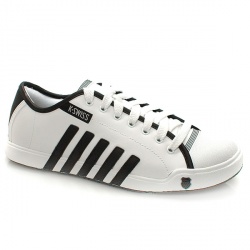 Male Moulton Leather Upper Fashion Trainers in White and Black