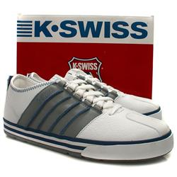 K*Swiss Male Zedler Leather Upper Fashion Trainers in White and Grey, White and Navy, White and Pale Blue, White and Silver
