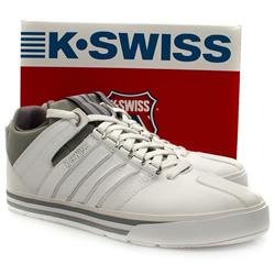 K*Swiss Male Zedler Mid Leather Upper Fashion Trainers in White and Grey