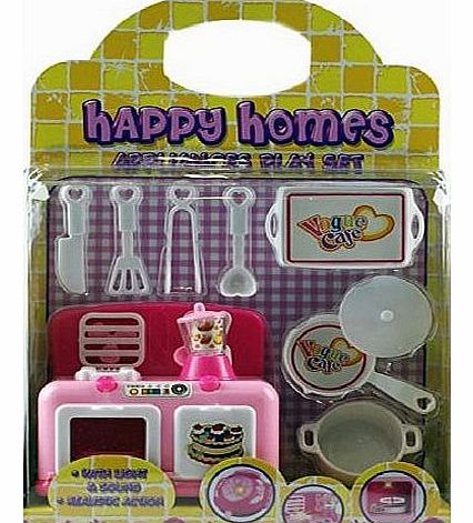 Happy Homes Mini Kitchen Play Set Toy - Light And Sound cooker And Utensils