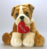 Deluxe Sitting Dog 20cm With Heart -Wrinkle Bull Dog (SV4412W)
