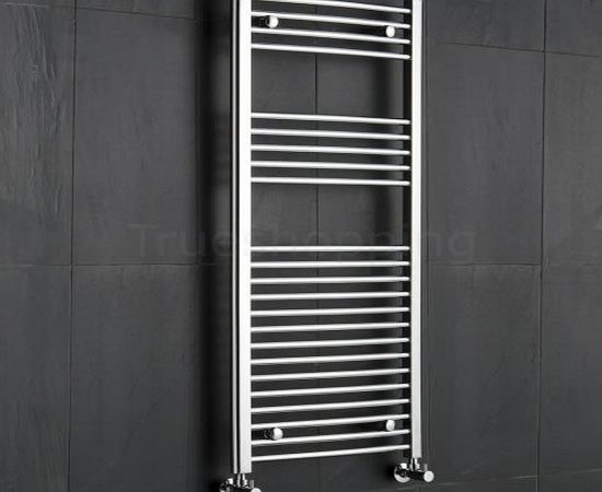 KUDOX  Premium Chrome Curved Heated Bathroom Towel Radiator Rail 500mm x 1200mm