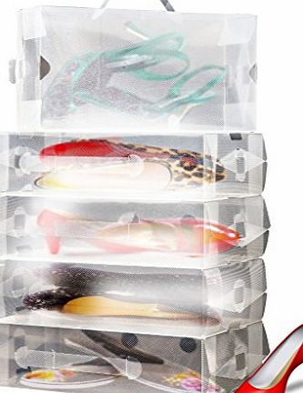 Kurtzy 10 x Ladies Clear Plastic Stackable Folding Shoe Storage Boxes by Kurtzy TM